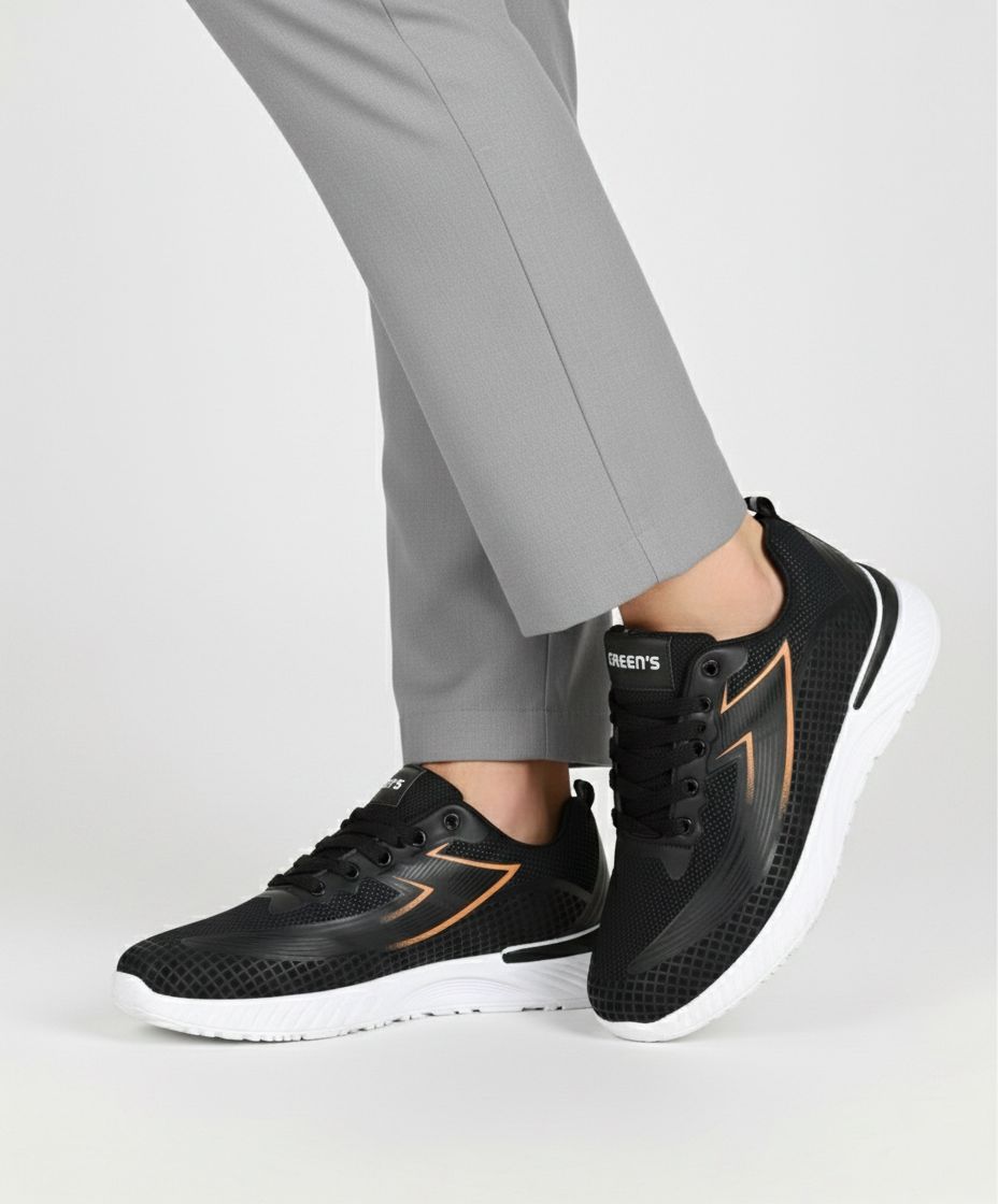 Stylish Black Sneakers with Cushioned Support
